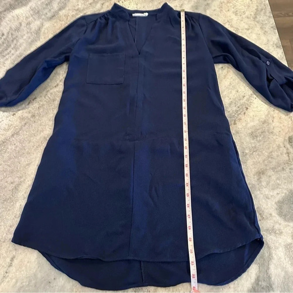 Lush Navy Blue V Neckline, Quarter Sleeve Mini Dress Size Large - Picture 7 of 10